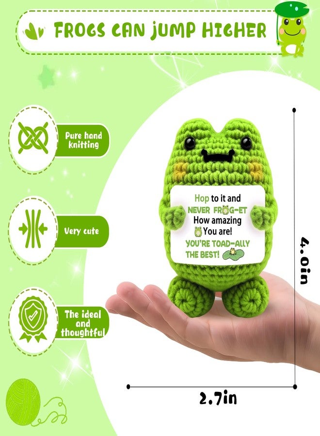 AICHPVOY Handmade Crochet Inspirational Frog Crochet Doll Handmade Positive Animal Desk Decor Boss Gifts For Women Mentor Appreciation Farewell Going Away Gift College Graduation Unique Encouragement Gift - Image 5
